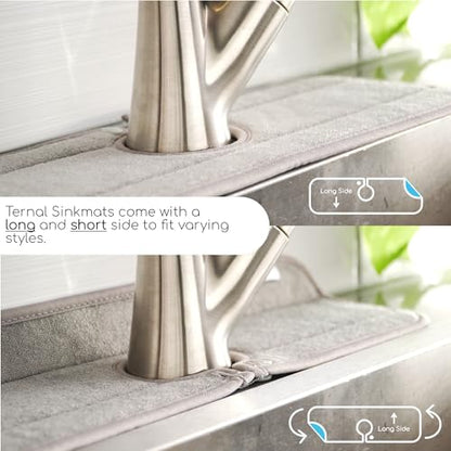 Ternal Original SINKMAT 24in XL Faucet Splash Guard Extra Long Microfiber Sink Drip Catcher Mat Non Slip Countertop Protector Drying Pad Kitchen Bathroom RV Machine Washable [Moss Green] - size: 24" x 24"