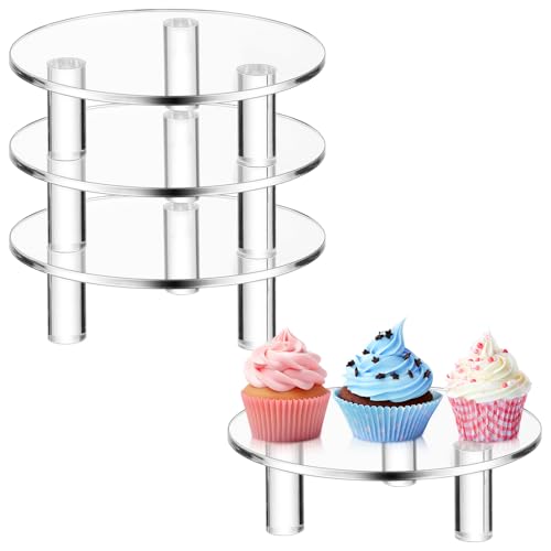 3 Pcs Round Acrylic Risers Clear Small Display Stands, 6" - size: 6”