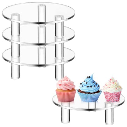 3 Pcs Round Acrylic Risers Clear Small Display Stands, 6" - size: 6”
