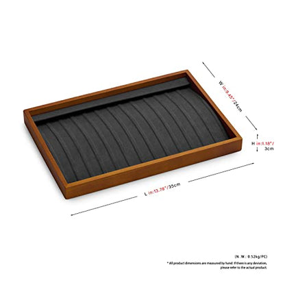 Oirlv Wood 13 Grids Necklace/Bracelet/Pendant Display Tray Jewelry Drawer Organizer Stackable Jewelry Trays(Grey) - color: Grey 13 grid necklace/pendant/bracelet tray