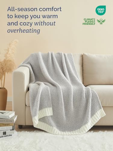 Heathered Grey Throw Blanket - Double Sided Cozy Knitted Blanket - 50x60 - color: 01 - Heathered Grey