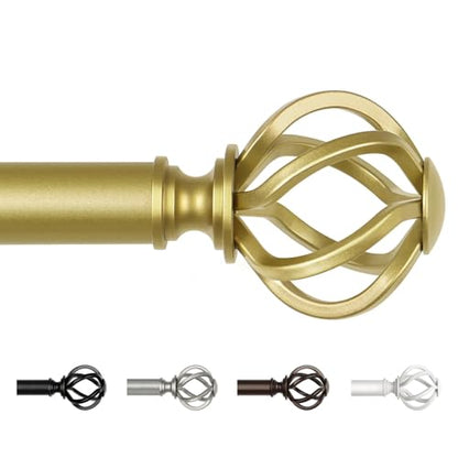 USFOOK Curtain Rods for Windows 48 to 84, Gold Adjustable Drapery Rod - color: Gold, size: 48-84"