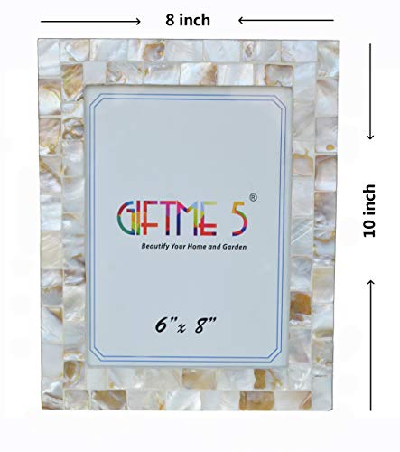 Mother of Pearl 6x8 Picture Frame White | Natural White Pearl, Wall Picture Frame,Tabletop Glass Photo Frame,Mosaic,1pc - color: Natural White, size: 6x8 Inch