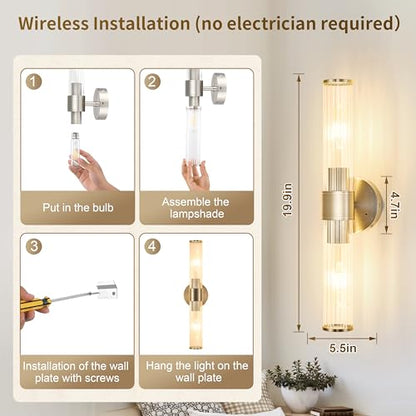 Morauroral Sand Nickel Battery Operated Wall Sconces Set of Two - color: Sand Nickel