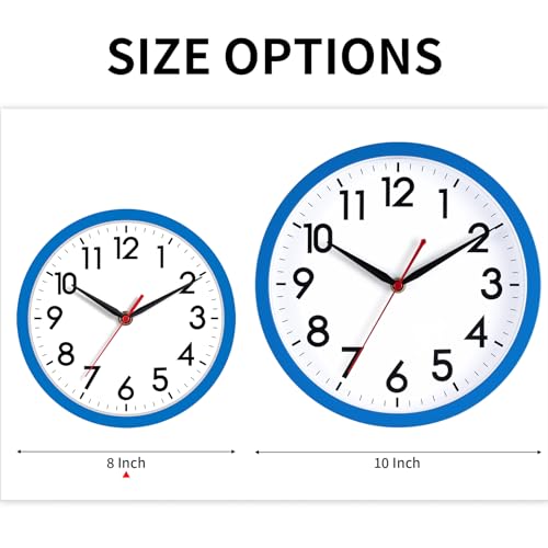 AKCISOT 8 Inch Wall Clock, Silent Battery Operated Analog Clock, Blue - color: G_blue, size: 8 Inch