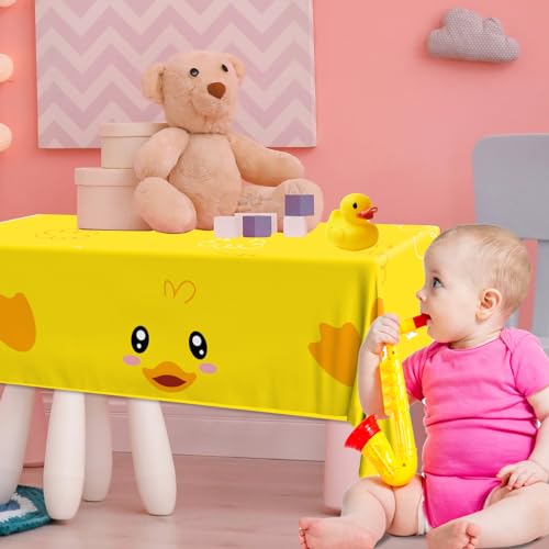 3pcs Yellow Duckie Table Cover, Waterproof & Easy to Clean, 70.8x42.5 inches, Duck-themed Tablecloth for Parties, Baby Showers, Gender Reveals - color: Duck