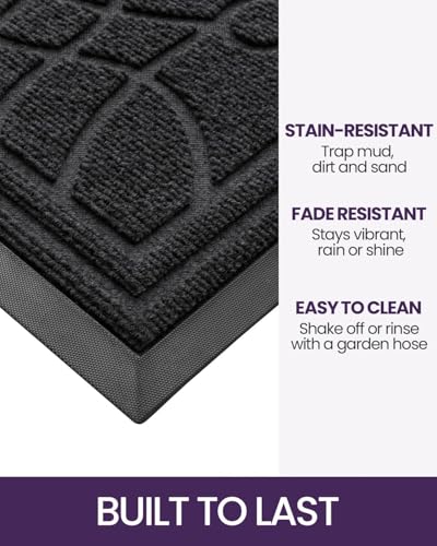DEXI Front Door Mat Outside Entrance 32x48, Heavy Duty Non Slip, Black - color: Black, size: 32" X 48" (Rectangular)
