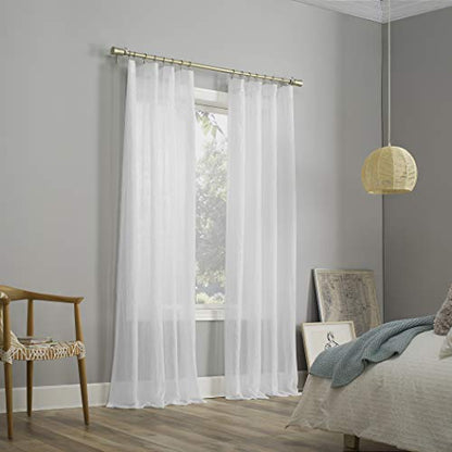 No. 918 Genevieve 2-pack 2-pack Linen Weave Sheer Semi-Sheer Grommet Curtain Panel Pair, 50" x 96", White - color: White, size: 50"W x 96"L (Pack of 2)