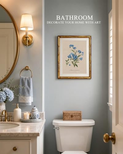 InSimSea Gold Bamboo Framed Wall Art,Blue Myosotis Botanical Prints,11x14In - color: Blue Spider Lily