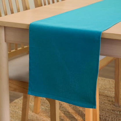 Encasa XO Table Runner, Cotton Canvas Dining Runner 13"x72" - color: Azul Blue, size: 13x72 in