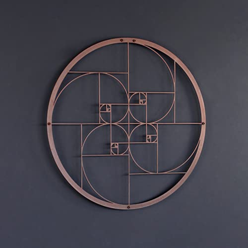 Colorfull Worlds Golden Ratio Metal Wall Decor | Unique Modern Decoration for Living Room | Metal Wall Art | Office Decor | New Year Gift | (12" x 12" | 30 x 30 cm, Copper) - color: Copper, size: 12"L x 12"W