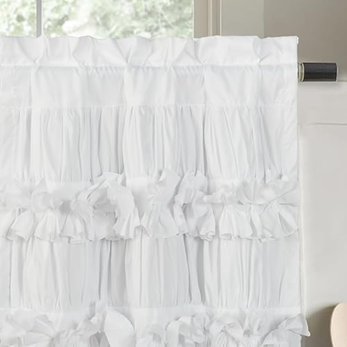HIG 2 Pack White Handcrafted Window Treatment Tiers Curtains, 30"x24" - color: White, size: 30"W x 24"L (Pack of 2)