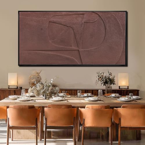 Framed Neutral Large Wall Art 3D Textured Painting for Living Room 29"x58" - color: Brown, size: 58"L x 29"W