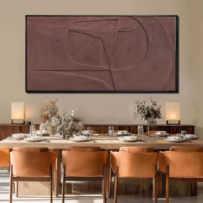Framed Neutral Large Wall Art 3D Textured Painting for Living Room 29"x58" - color: Brown, size: 58"L x 29"W
