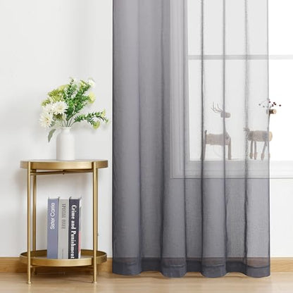 DWCN Grey Ombre Sheer Curtains 96 Inches Long for Living Room 2 Panels Set - color: Grey, size: 52"W x 96"L (Pack of 2)