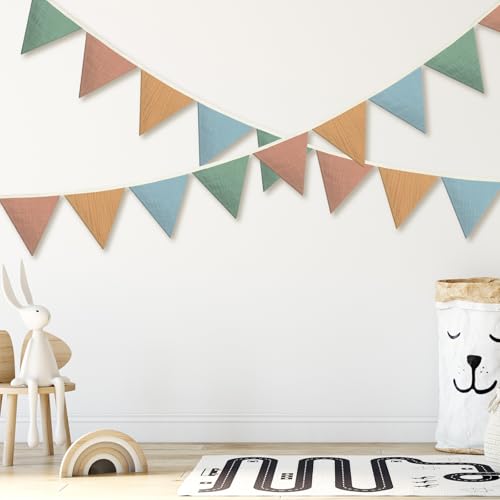Oudain 2 Pcs Pennant Banner Flags Nursery Garland Triangle, Warm Color - color: Warm Color