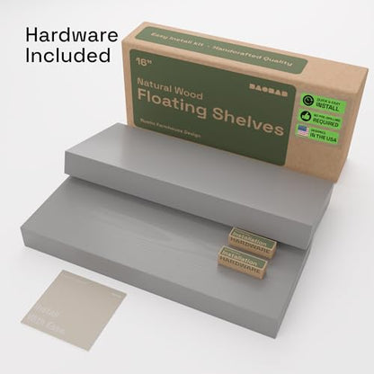 Solid Wood Floating Shelves for Wall 16 Inch Grey, Wooden Bathroom Shelf - color: Grey, size: 16 Inch