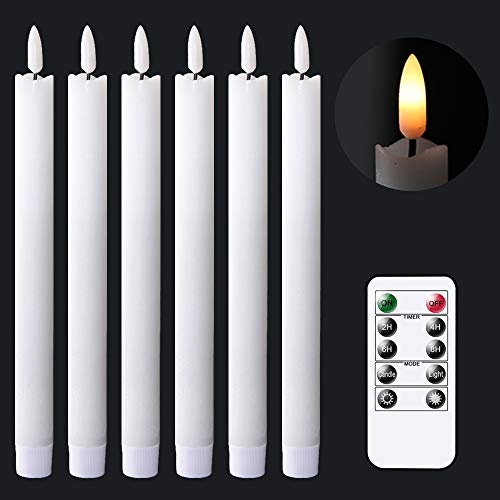 GenSwin Flameless Taper Candles LED Battery Operated Remote Timer White - color: 6-White