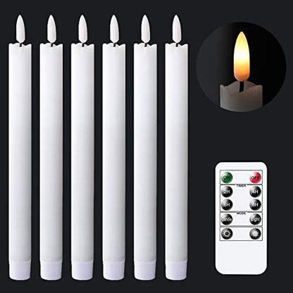 GenSwin Flameless Taper Candles LED Battery Operated Remote Timer White - color: 6-White