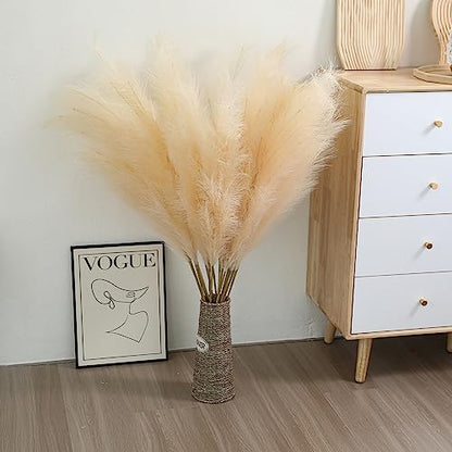 Wertuirk Champagne Faux Pampas Grass, Boho Home Decor, 45-Inch, Set of 8 - color: Champagne