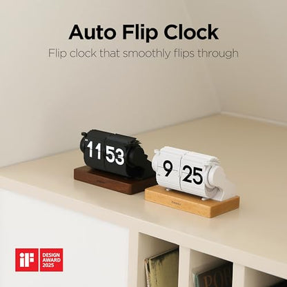 mooas Automatic Mini Flip Clock, Rechargeable, Timer/Alarm/Calendar (Black) - color: Automatic Mini Flip Black
