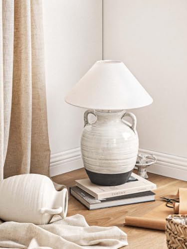 Large White Ceramic Vase with 2 Handles, 11.3 Inch, Farmhouse Rustic - color: Winnie - Aurora White, size: L(10.8"-11.8")