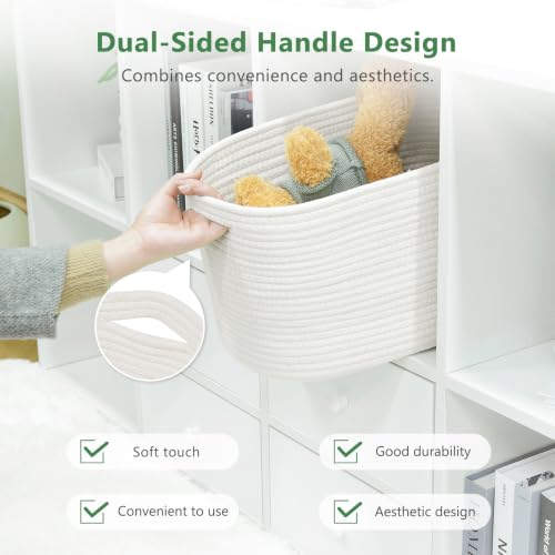 ECDYQXVU 15x10x9 Inch Woven Cotton Rope Storage Basket, 2 Pack - color: White, size: 2 Pack