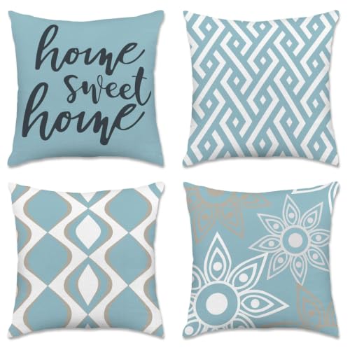 Hexagram Throw Pillow Covers 20x20, Blue Outdoor Pillow Covers Set of 4 - color: Blue, size: 20" x 20" (Pack of 4)