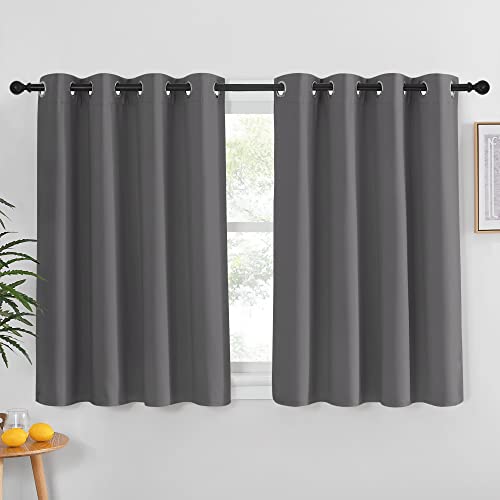 NICETOWN Blackout Curtain Panel for Bedroom - Window Treatment Thermal Insulated Solid Grommet Blackout Drape for Living Room (1 Panel, 52 by 45 inches, Grey) - color: Grey, size: 52"W x 45"L (Pack of 1)