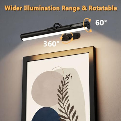 Wireless Rechargeable Picture Light, Battery Operated Art Light - color: Without Motion Sensor Black
