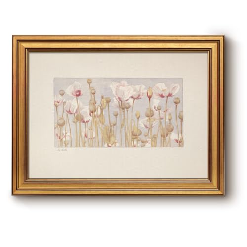 Vintage Framed Wall Art, Pink Poppy Flower Pictures Wall Decor, 12×16inch | Vintage Botanical Canvas Print, Fade-Resistant Ink, Easy to Hang, Rustic Farmhouse Decor for Bedroom Living Room Entryway - color: Floral-Vintage Poppy, size: 16"L x 12"W