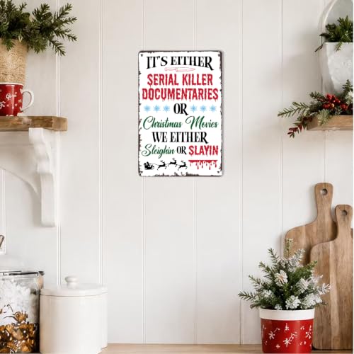 Funny Christmas Movie Metal Sign Xmas Horror Movie Sign Wall Decor