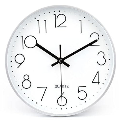 jomparis 10 Inch Silver Wall Clock Battery Operated Silent & Non-Ticking Wall Clock for Home Office Bathroom - color: 1 Pack - Silver, size: 10 Inch