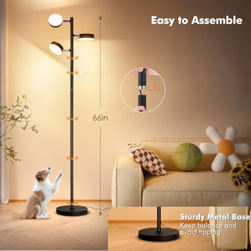 Tree Floor Lamp for Living Room - Modern Black Standing Lamp - color: Black