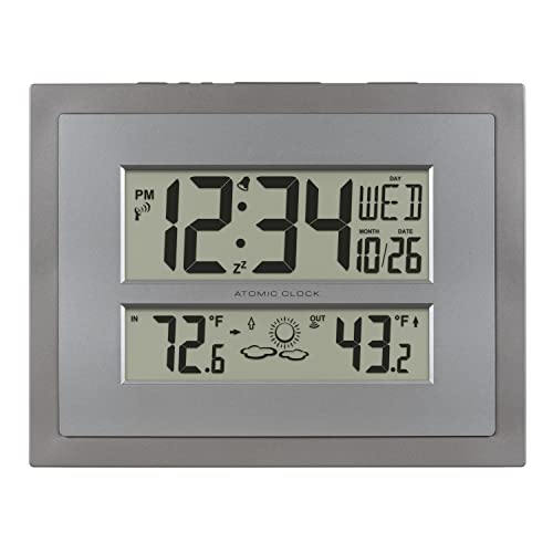 La Crosse Technology 512-85937 Gray Atomic Digital Clock with Temperature - size: Medium