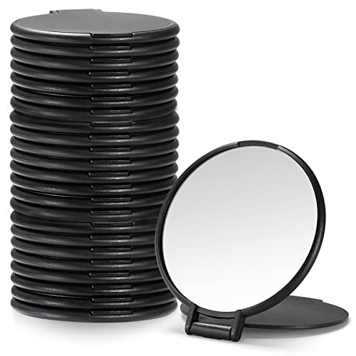 Qislee 24 Pack Compact Mirrors Bulk for Party Favors Purse Travel, Black - color: 24 Pcs-black