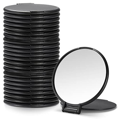 Qislee 24 Pack Compact Mirrors Bulk for Party Favors Purse Travel, Black - color: 24 Pcs-black