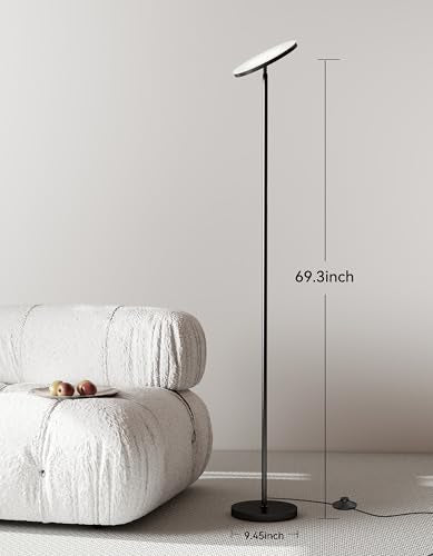 JOOFO LED Torchiere Floor Lamp with Remote, Stepless Dimmable Standing Lamp