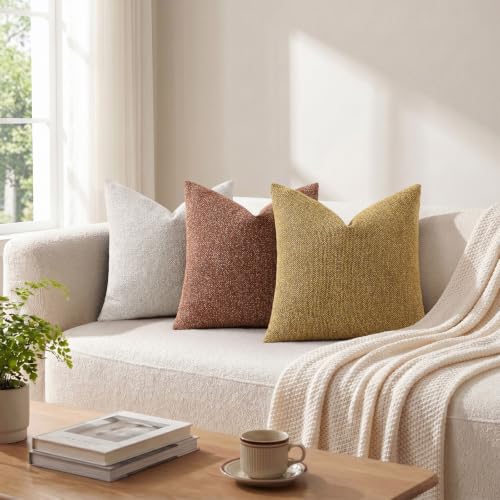 decorUhome Textured Woven Throw Pillow Covers 22x22 Set of 2 Light Beige - color: Light Beige, size: 22" x 22" (Pack of 2)