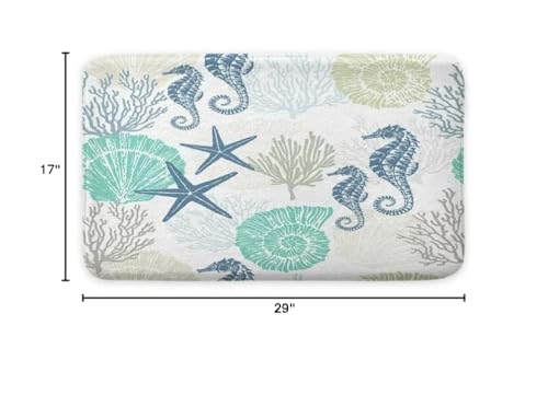 Beach Bathroom Rugs, Coral Ocean Themed Bath Mats for Bathroom, Tropical Starfish Seahorse Conch Bath Mats Rugs 19X31in - color: Beach, size: 1'7" x 2'7" (Rectangular)