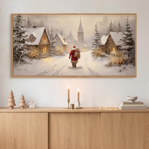 Large Christmas Santa Claus Framed Canvas Wall Art Set-40"x20"x1 - color: Christmas Santa Claus Wall Art, size: 40"L x 20"W