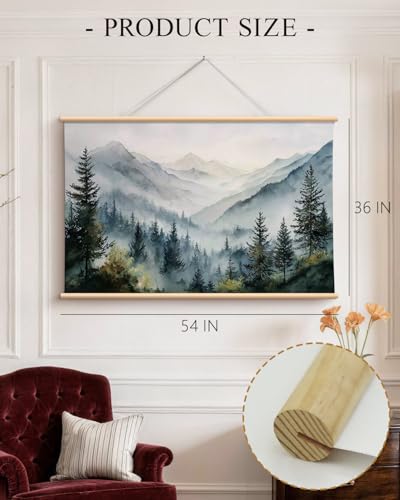 HUARCEY Extra Large Mountain Canvas Wall Art Nature Scenery Picture 36x54In - color: Misty Mountains, size: 54"L x 36"W