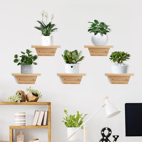 Small Wall Shelves,Speaker Shelf,Floating Shelf Trapezoid for Wifi Router - color: Natural Wood, size: Set of 2