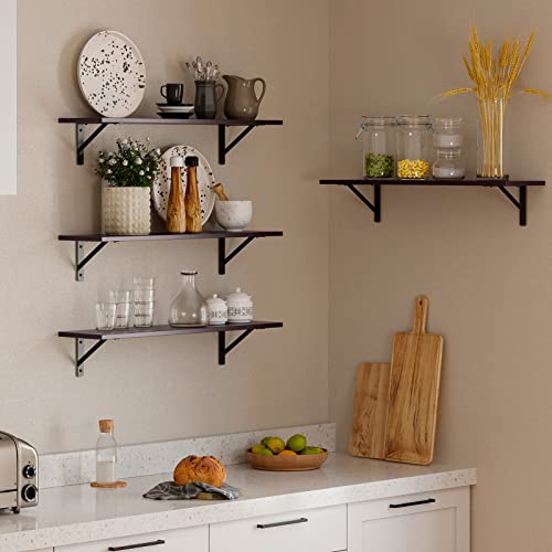 DINZI LVJ Long Wall Shelves, 31.5" Wall Mounted Shelves with Metal Brackets - color: Espresso, size: 31.5 Inch