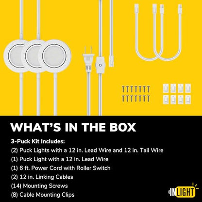 GETINLIGHT 2.75-Inch LED Puck Lights, 3-Pack, 2700K, White - color: White, size: 3-puck light kit