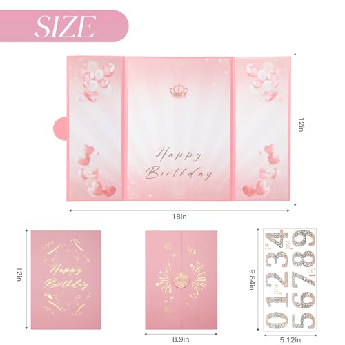 Pink Gold Birthday Party Decorations 18"x12" Guest Sign in Book Alternative - color: Pink