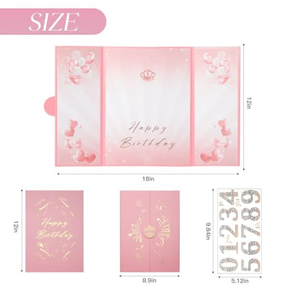 Pink Gold Birthday Party Decorations 18"x12" Guest Sign in Book Alternative - color: Pink