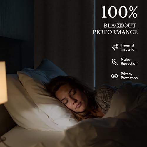 NICETOWN 100% Blackout Linen Curtains for Bedroom/Living Room 90" L, 2 PCs - color: Natural, size: 52"W x 90"L (Pack of 2)