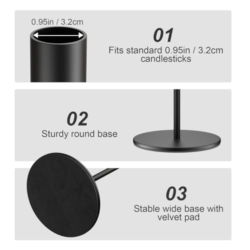 zeochyni Black Taper Candle Holder Metal Candlestick Holders Set of 3 - color: Black, size: Set of 3