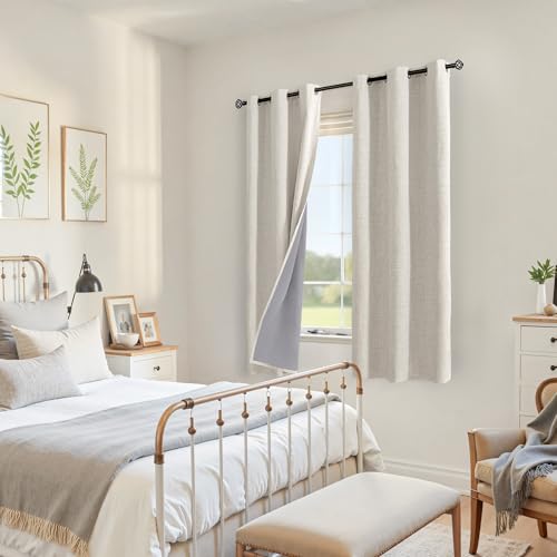 YoungsTex Linen Blackout Curtains 38 X 63 Inch Length for Bedroom - color: Linen, size: 38"W x 63"L (Pack of 2)